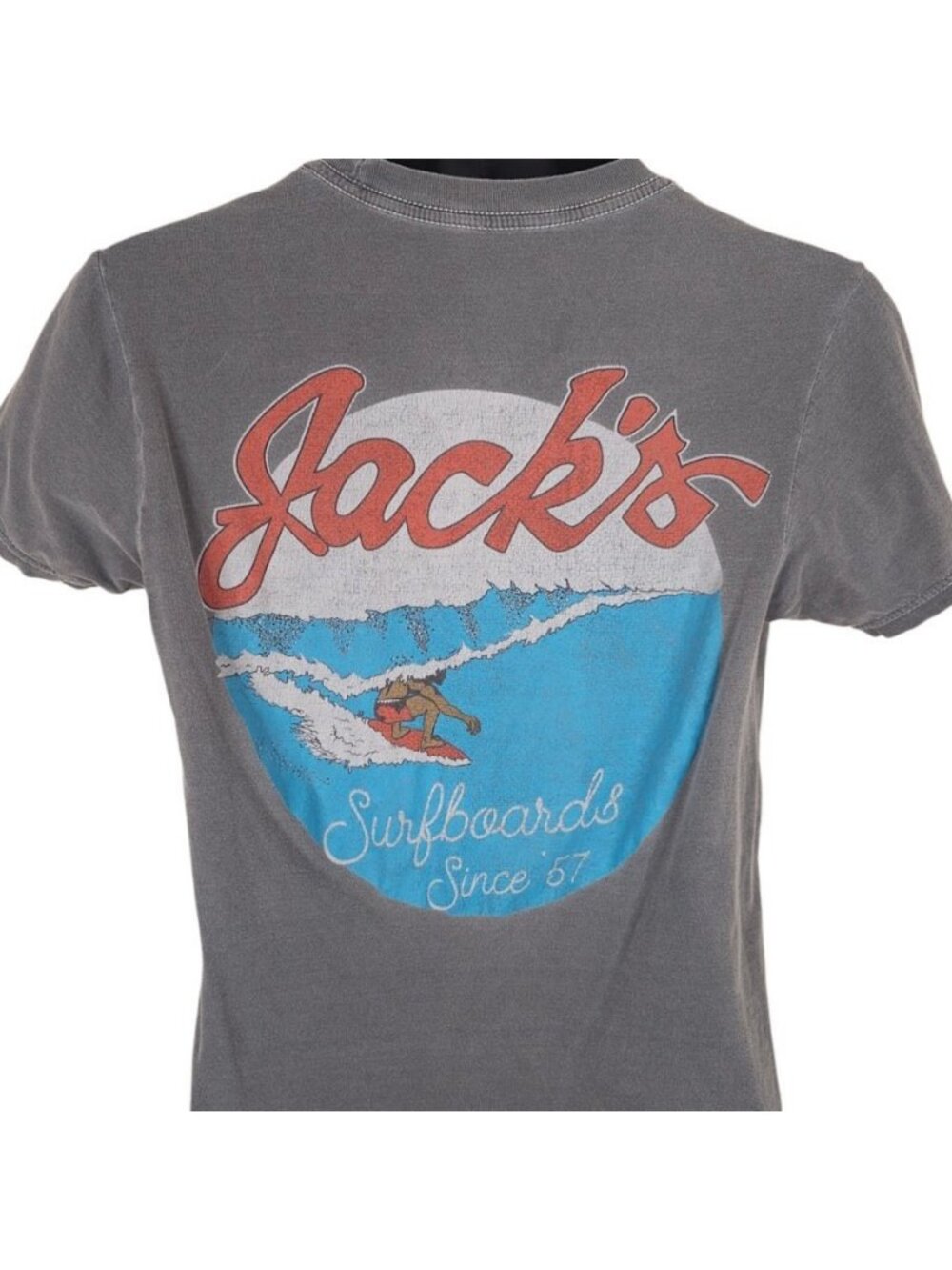 Jacks Surfboards T Shirt Mens Size Small Gray Surfer Surfing Retro Design